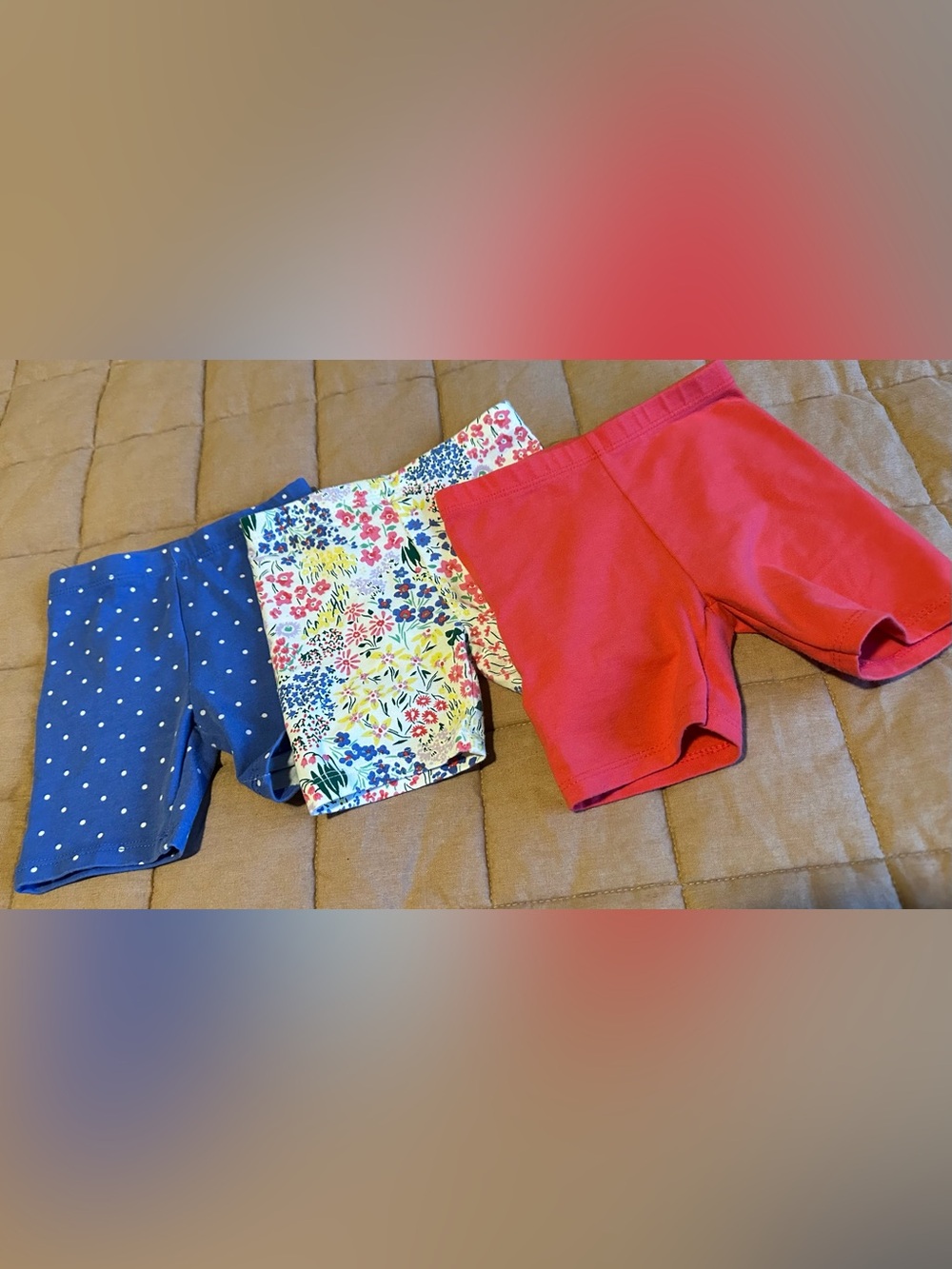wonder nation Red, Navy Polka & Floral Bike Shorts - 3-Pack